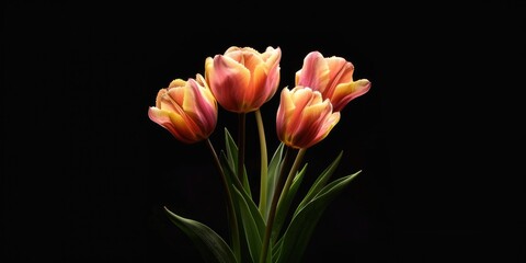 Sticker - Three beautiful tulips in a vase, perfect for spring-themed designs