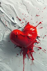 Poster - A red heart covered in colorful paint splatters. Perfect for Valentine's Day projects