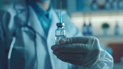 Poster - A person in a lab coat holding a syll, suitable for educational and scientific concepts