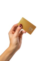 Poster - A person holding a gold credit card. Perfect for financial concepts