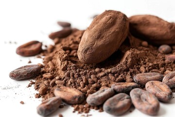Poster - Cocoa beans and powder, ideal for food and beverage industry
