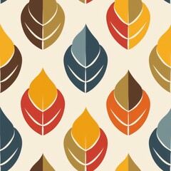 Aufkleber - Colorful leaves pattern on white background, ideal for autumn-themed designs
