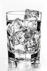 Aufkleber - Refreshing glass of water with ice cubes. Suitable for beverage concepts