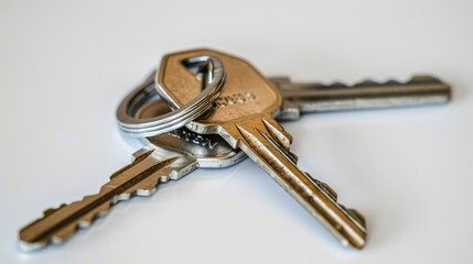 Poster - A bunch of keys stacked on top of each other. Ideal for security and access concepts