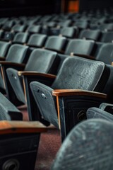 Poster - Rows of empty seats in an auditorium. Suitable for educational or event concepts