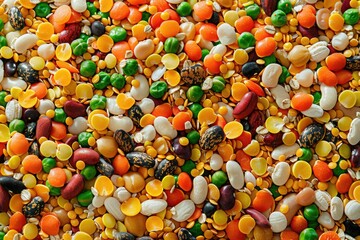 Aufkleber - A close up of a mixture of different types of food. Perfect for food bloggers and restaurant menus