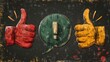 © Avve Diana - The concept of feedback is represented by hand-drawn green, red, and yellow speech bubbles with thumbs up and down. The like, dislike, and undecided icons are depicted in a sketchy style with gesture