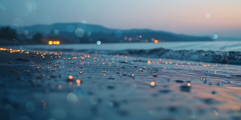 Poster - A blurry photo of a beach at night. Suitable for various design projects