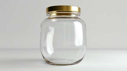 Poster - A simple clear glass jar with a shiny gold lid. Perfect for various DIY projects and home decor