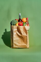 Poster - Fresh produce in a brown paper bag, ideal for healthy eating concept