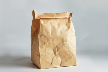 Poster - A simple brown paper bag on a table. Suitable for various concepts