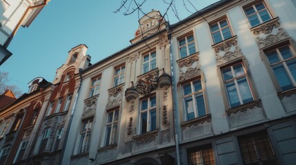 Poster - A tall building with a clock on the front, suitable for urban concepts