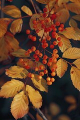 Poster - A close up image of berries on a tree. Suitable for nature and food concepts