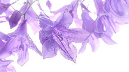 Poster - Purple flowers blooming on a branch, suitable for nature themes