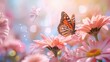 Beautiful butterfly perched on a vibrant pink flower, perfect for nature themes