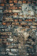 Poster - A weathered old brick wall with a hole, ideal for background or texture use