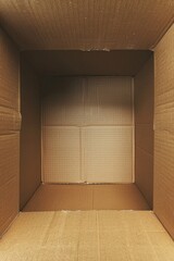 Poster - A simple image of an open cardboard box with a closed door, suitable for various concepts and designs