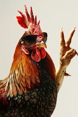Poster - A close up of a rooster wearing sunglasses. Perfect for farm or animal-themed designs