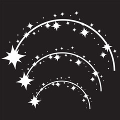 Wall Mural - falling stars icon. meteorite and comet symbols. shooting stars icon vector set. abstract silhouette