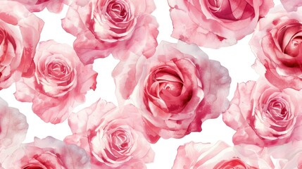 Poster - Beautiful pink roses on a clean white background, perfect for various design projects