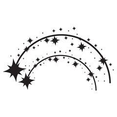 Wall Mural - black falling stars icon. flying comet with tail, falling meteor, abstract galaxy element. shooting 