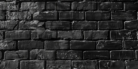 Poster - Black and white photo of a textured brick wall. Suitable for architectural designs