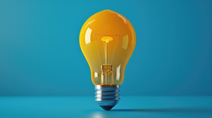 Aufkleber - A yellow light bulb sitting on top of a table. Perfect for illustrating creativity and ideas