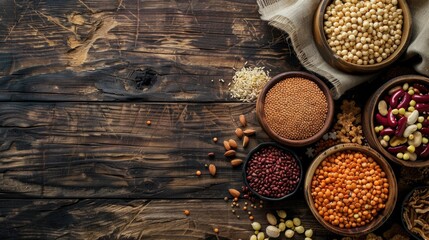 Poster - Assorted beans in bowls, perfect for food and cooking concepts