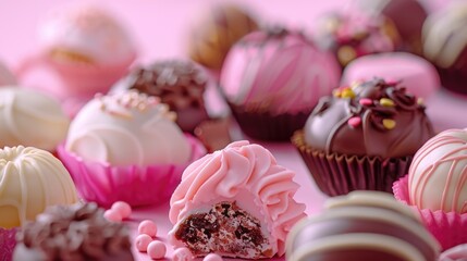 Canvas Print - Close up of various types of chocolates, perfect for food and dessert concepts