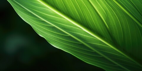 Wall Mural - The close-up of leaf texture in green abstract nature background with a soft focus. Exuberant image. generative ai