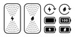 Wireless charging and battery icons. Vector scalable graphics