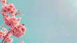 A charming aesthetic featuring pink flowers set against a serene blue sky creating the perfect backdrop for your text Embodying a lovely pastel concept that evokes the essence of both Sprin