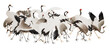 Vintage crane flock png on transparent background