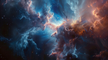 Wall Mural - A starry nebula fills the space backdrop in a cosmic dance of light