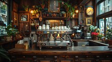 Nestled Within The Heart Of A Quaint Cafe, An Espresso Machine Hisses Softly As It Prepares A Velvety Brew. 