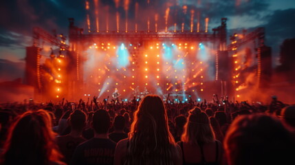 Poster - Crowd Watching Concert on Stage