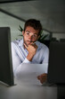 © peopleimages.com - Businessman, portrait and night at office with documents for finance, accounting or project. Man, employee or accountant working late with notes, paperwork or financial business plan at workplace