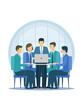© Varun - Vector Illustration of a Team of a Group of Professionals Attending a Webinar or Online Training Session, Vector Art