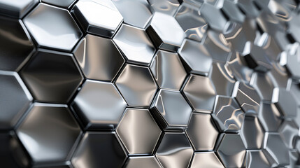 Poster - A close up of a silver hexagonal pattern