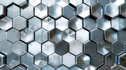 Poster - A close up of a silver hexagonal pattern