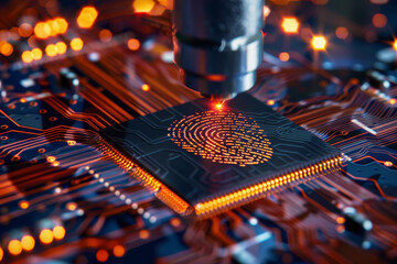 Poster - A computer chip with a fingerprint on it