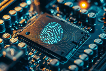 Poster - A computer chip with a fingerprint on it