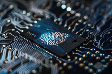 Poster - A black computer chip with a fingerprint on it