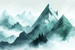 Stylized geometric peaks evoke a sense of adventure in this alpine-inspired AI illustration. AI Generated.