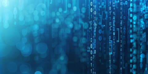Fototapete - A Conceptual Representation of Cybersecurity with a Lock Amidst Binary Code, Guarding Against Online Threats, Generative AI