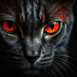 Crimson Gaze: Portrait of a Black Cat