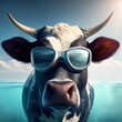 A very funny cow with sunglasses