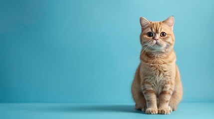 Wall Mural - beautiful cat in studio close up luxury cat studio photo blue background