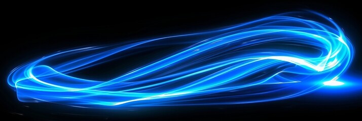 Fototapete - Luminous Blue Waves Flowing with Graceful Energy in a Seamless Abstract Design, Generative AI