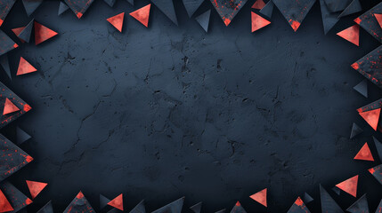 Wall Mural - Red triangles on a dark abstract geometric background with a modern, sharp look.
